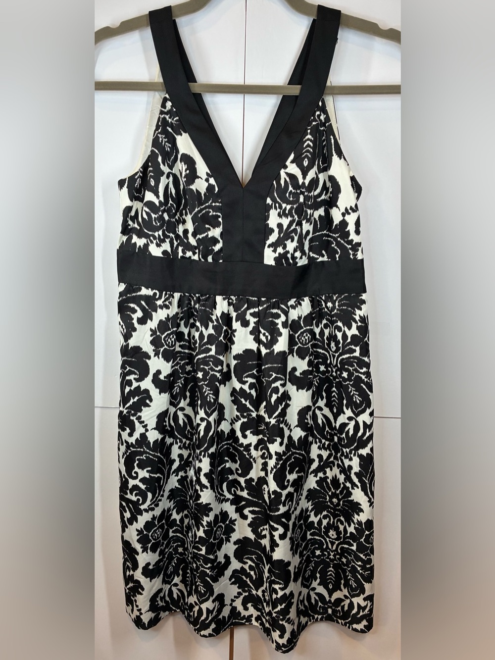 Ann Taylor LOFT Petites 2P Black White Damask Print Sleeveless Dress